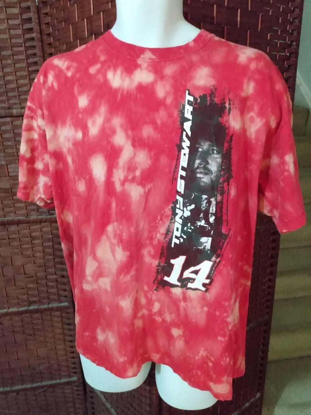 Vintage Y2K NASCAR TonY Stewart T Shirt Tie Dye XL Double Sided